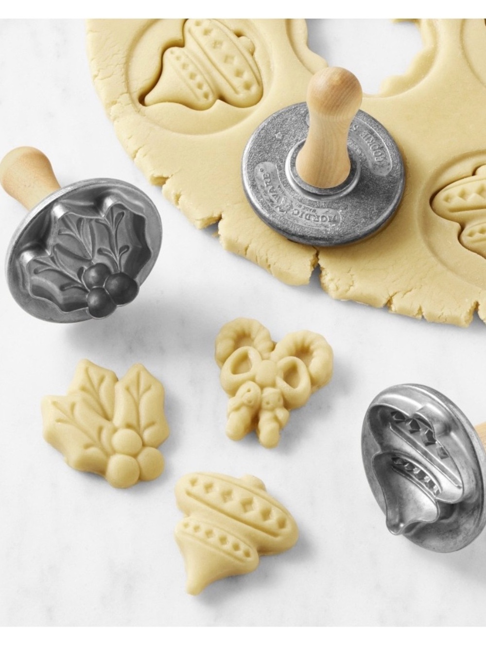 New! 🍪🧈✨👩🏻🍳🎄Nordic Ware Silver Metal Cookie Stamps with Wood Handles - Set of 3